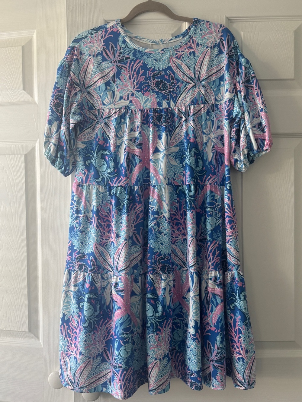 Simply Southern Blue & Pink Floral Tiered Casual Dress